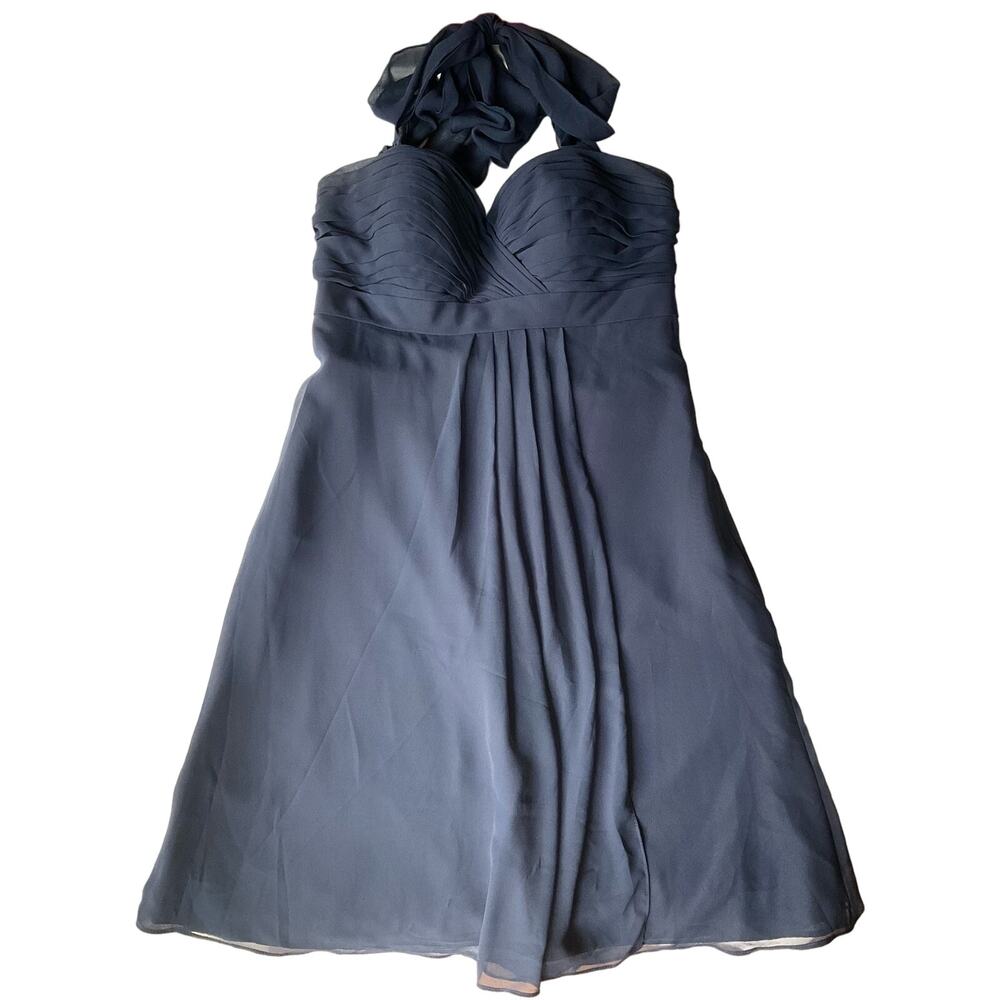 Bill Levkoff Women’s Knee-length Off Shoulder Halter Dress size 10, Navy Blue